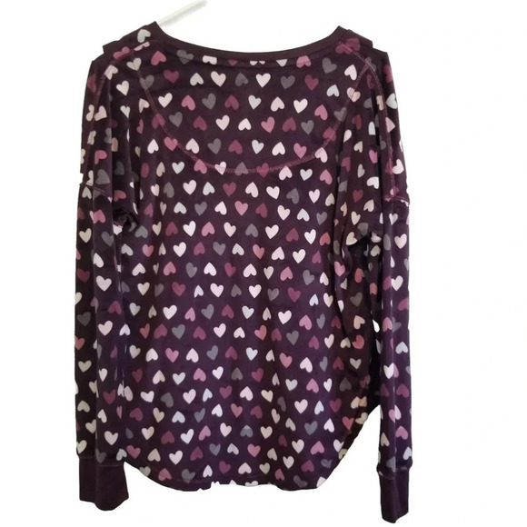 Secret Treasures Fleece Pajama Top Purple Medium 8 10 Heart Fall Winter New - Picture 2 of 2